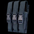 The Condor Triple MP5 Mag Pouch is crafted from durable dark fabric, offering three compartments with adjustable straps and plastic buckles—perfect for law enforcement or first responders in challenging conditions.